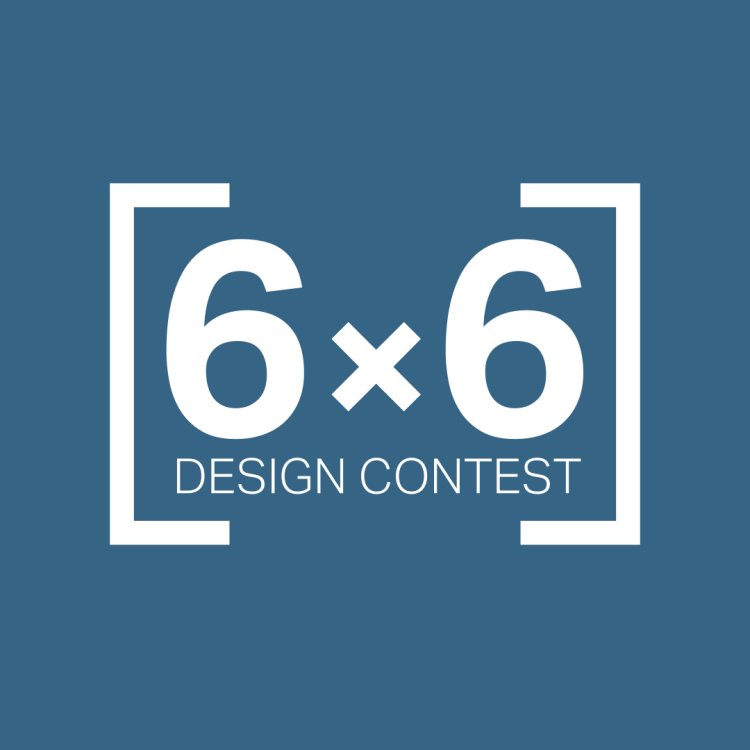 6x6 Design Contest in eckigen Klammern in weisser Schrift auf blauem Hintergrund