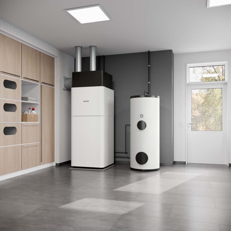 Wärmepumpe in Waschraum