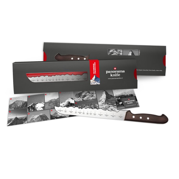 PanoramaKnife Brotmesser mit Berpanorama in Klinge eingeschliffen mit Verpackung