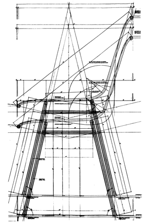 Skizze des Basket-Chair von Gian Franco Legler.